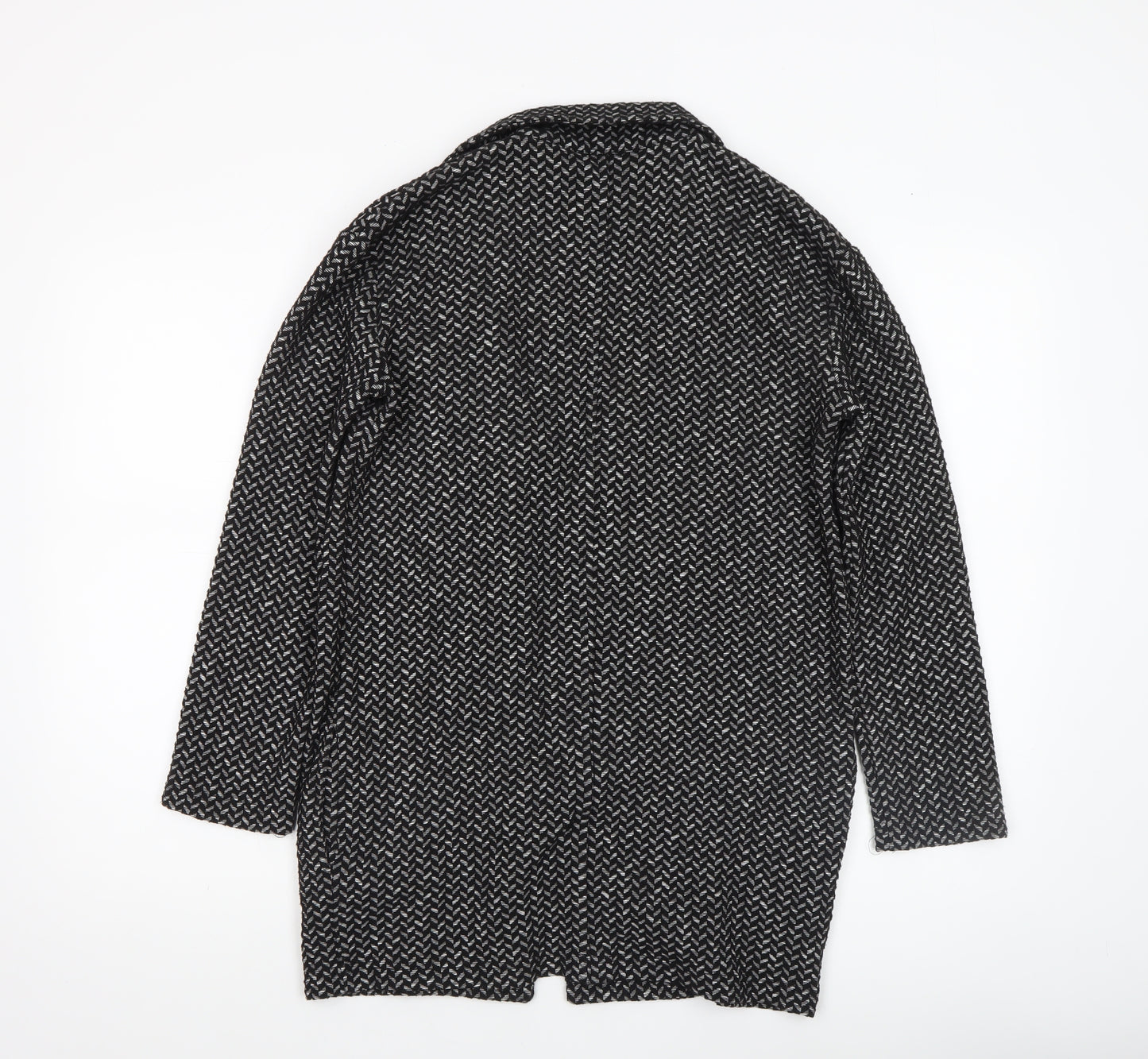 Miss Selfridge Women’s Black Knit Coatigan Size 8 Mid Length Open Front