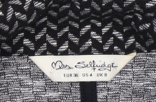Miss Selfridge Women’s Black Knit Coatigan Size 8 Mid Length Open Front