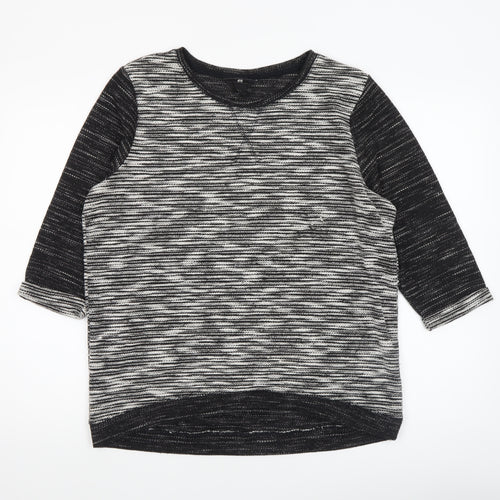 H&M Women's Black Striped 3/4 Sleeve Knit T-Shirt Size 12