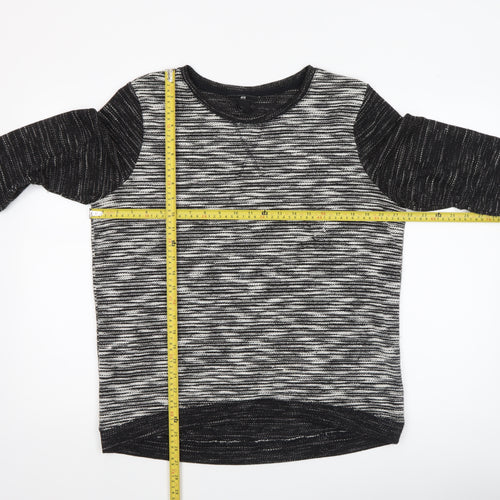 H&M Women's Black Striped 3/4 Sleeve Knit T-Shirt Size 12