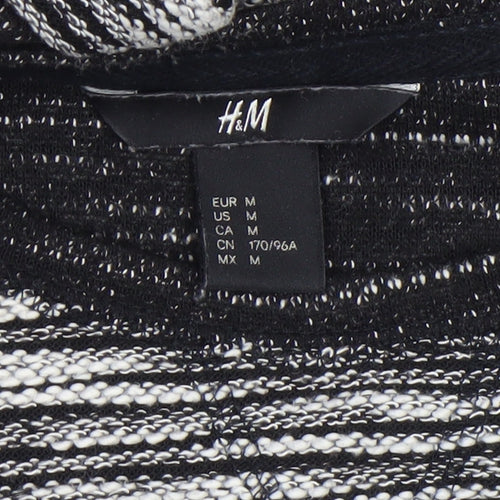 H&M Women's Black Striped 3/4 Sleeve Knit T-Shirt Size 12