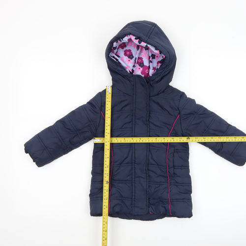 Hatley Girls Blue Hooded Puffer Jacket 2 Years Quilt Lined Winter Coat