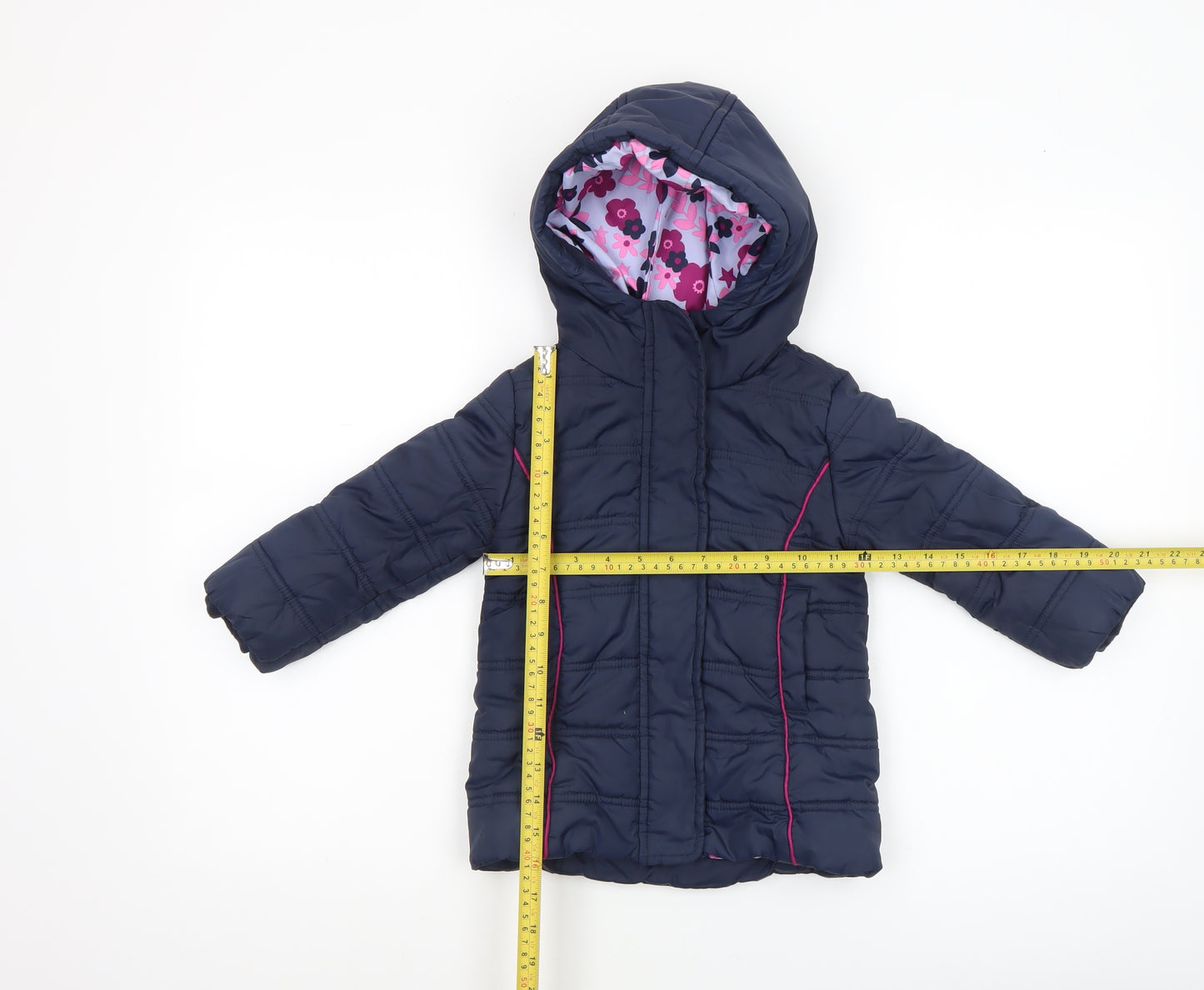 Hatley Girls Blue Hooded Puffer Jacket 2 Years Quilt Lined Winter Coat