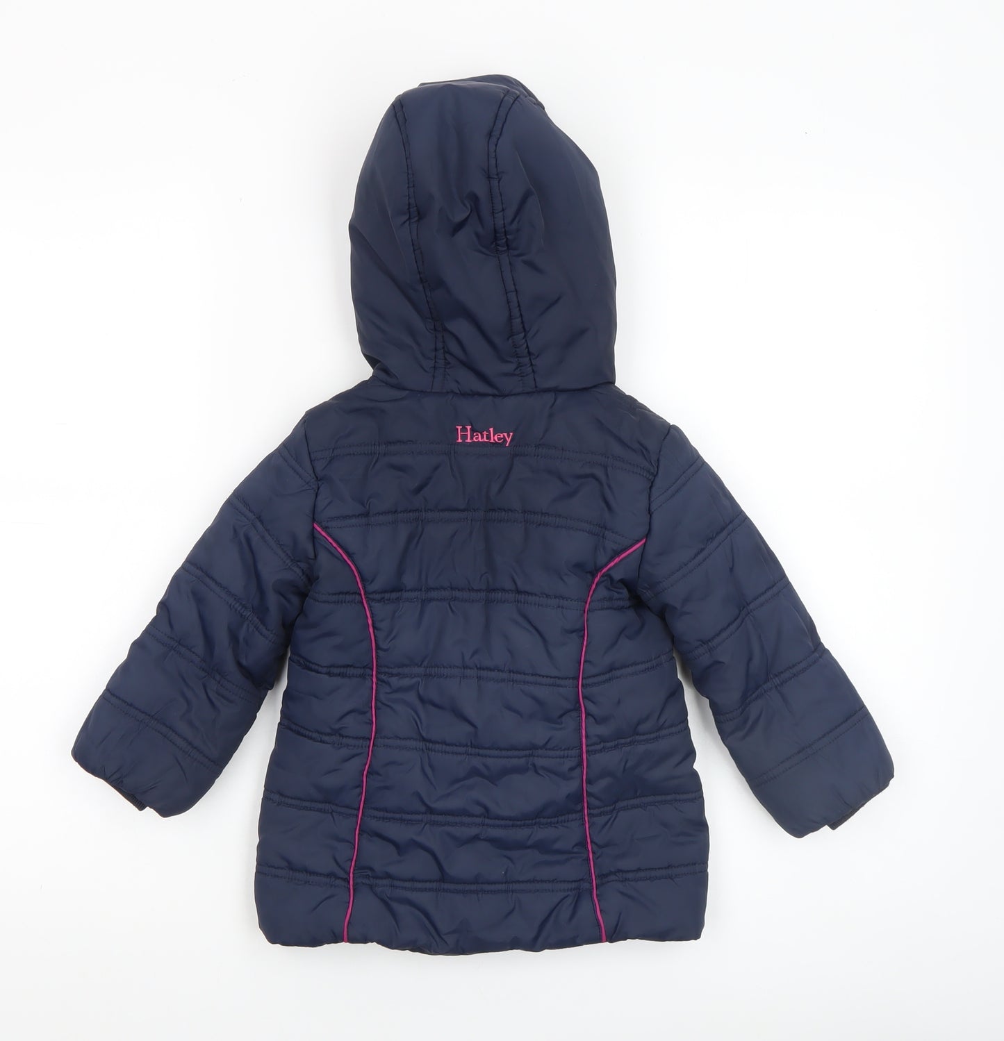 Hatley Girls Blue Hooded Puffer Jacket 2 Years Quilt Lined Winter Coat