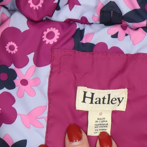 Hatley Girls Blue Hooded Puffer Jacket 2 Years Quilt Lined Winter Coat