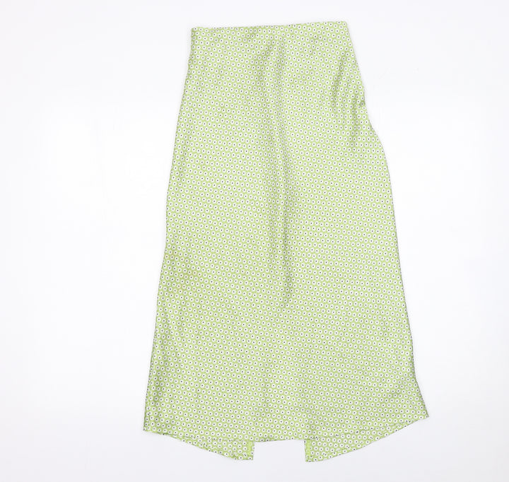 Hollister Womens Green Floral Midi Skirt Size 2XS High Rise Polyester