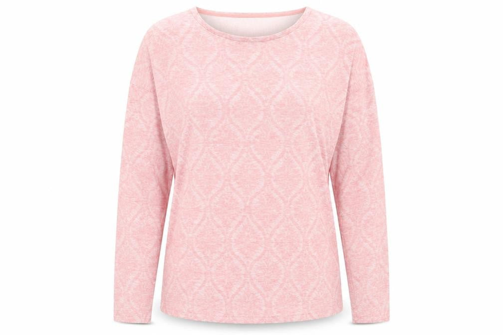 Front view of Dunnes Women Pink Long Sleeve Basic T-Shirt Medium