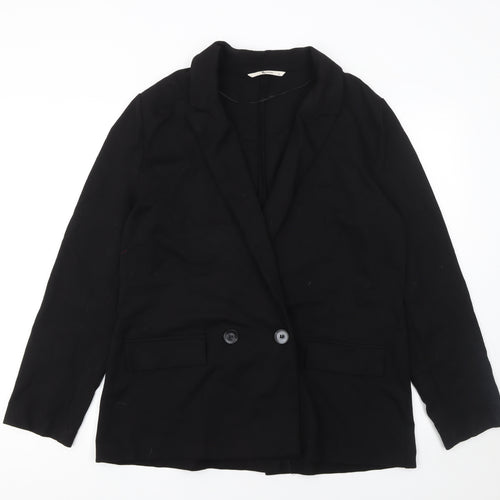 Tu Women Black Size 12 Double-Breasted Suit Blazer Jacket
