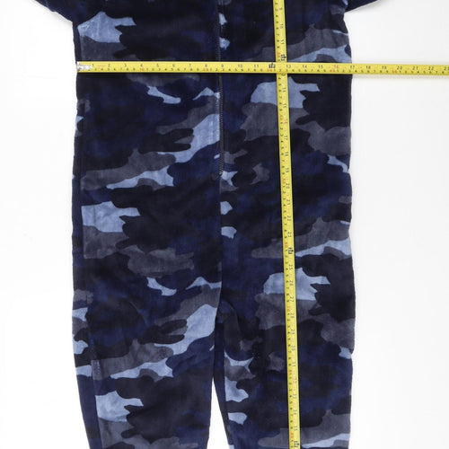 Marks and Spencer Boys Blue Camouflage Fleece Hooded Onesie 10-11 Years