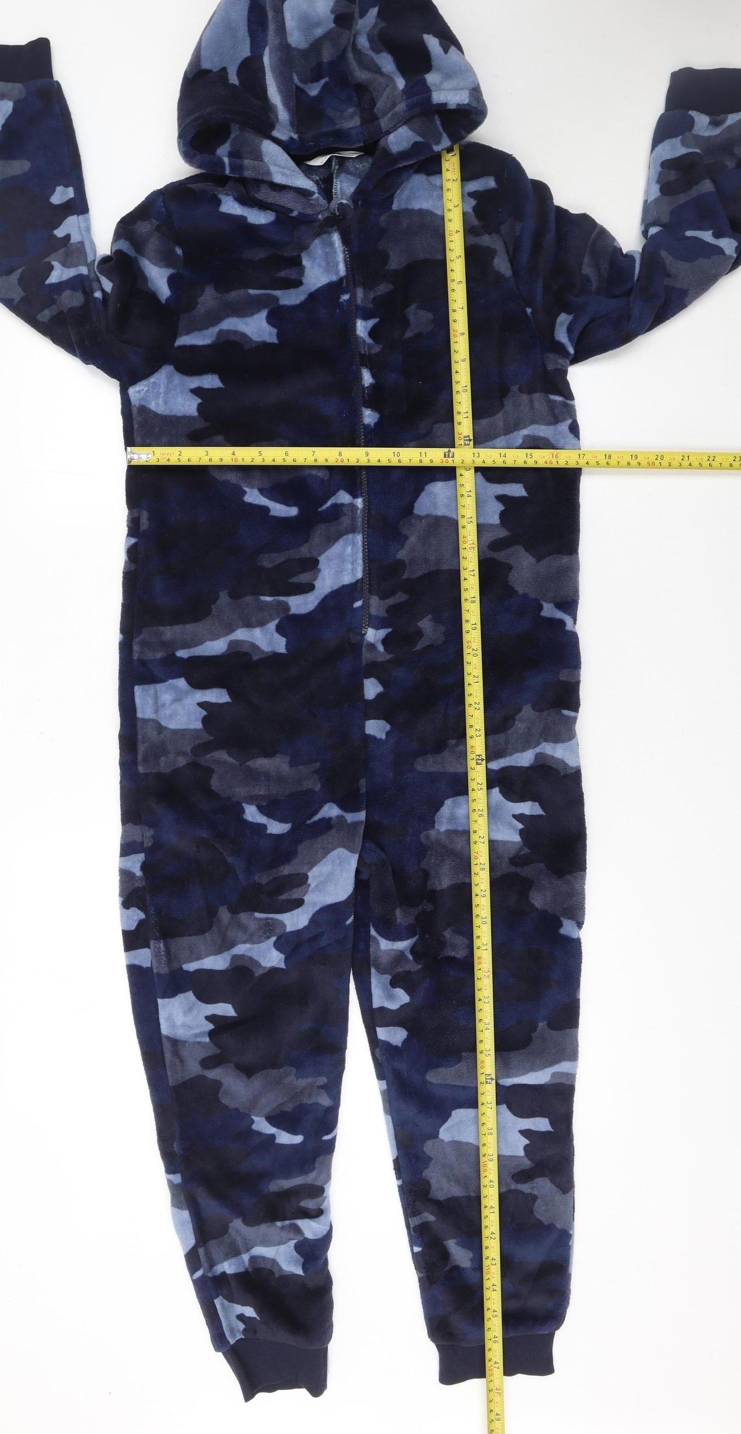 Marks and Spencer Boys Blue Camouflage Fleece Hooded Onesie 10-11 Years
