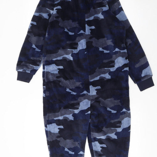Marks and Spencer Boys Blue Camouflage Fleece Hooded Onesie 10-11 Years