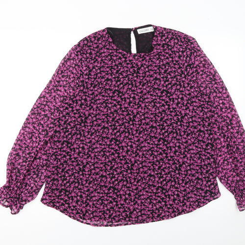 Gallery Women’s Pink Floral Long Sleeve Chiffon Tunic Blouse UK 10
