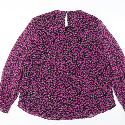 Gallery Women’s Pink Floral Long Sleeve Chiffon Tunic Blouse UK 10