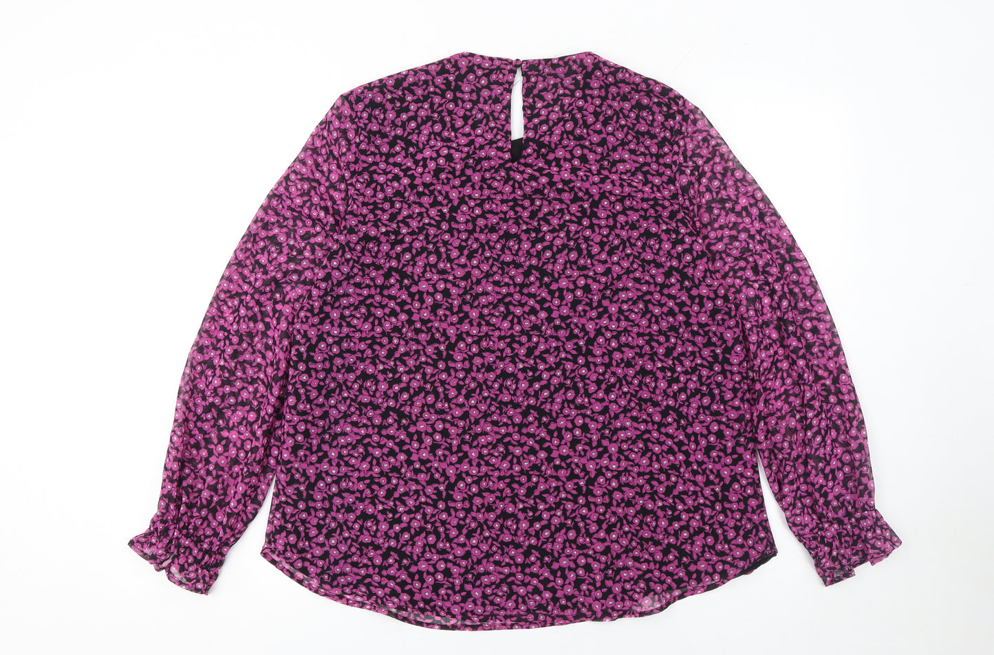 Gallery Women’s Pink Floral Long Sleeve Chiffon Tunic Blouse UK 10