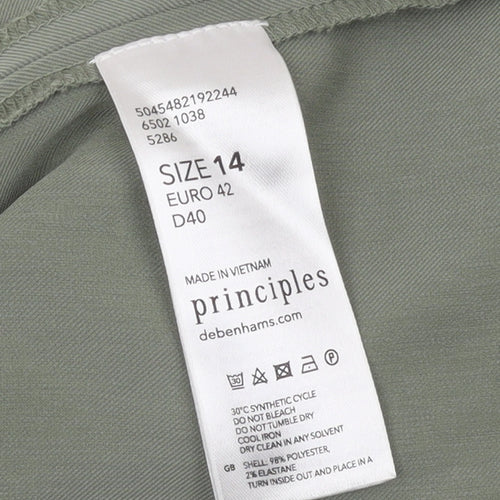 Principles Women’s Green Open Front Mid-Length Jacket Size 14