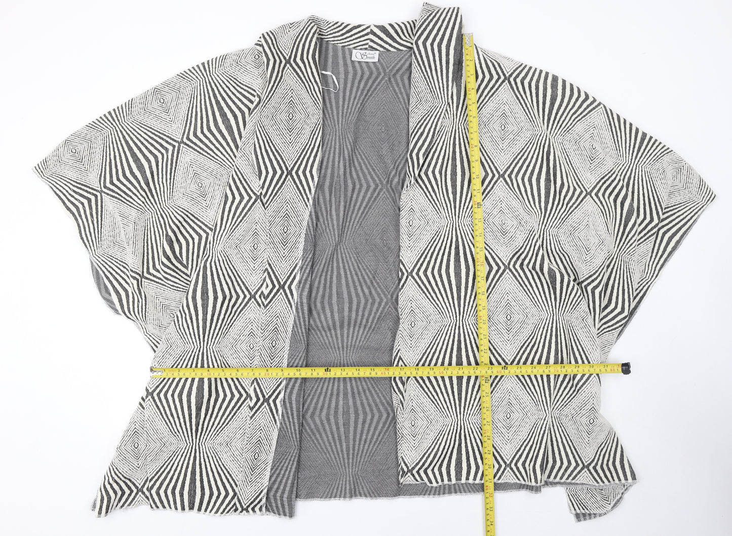 Arne Smith Women’s Black & White Geometric Open Cardigan XL