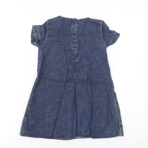 Rocha Little Rocha Girls Blue Denim Embroidered Dress 18-24 Months A-Line Cotton