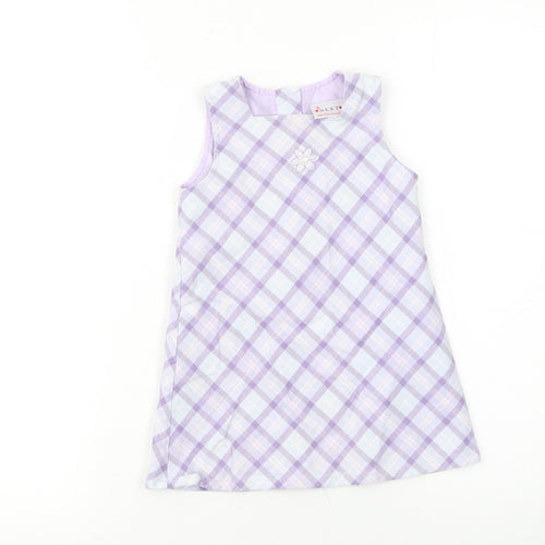Next Girls Purple Check A-Line Sleeveless Dress 12-18 Months