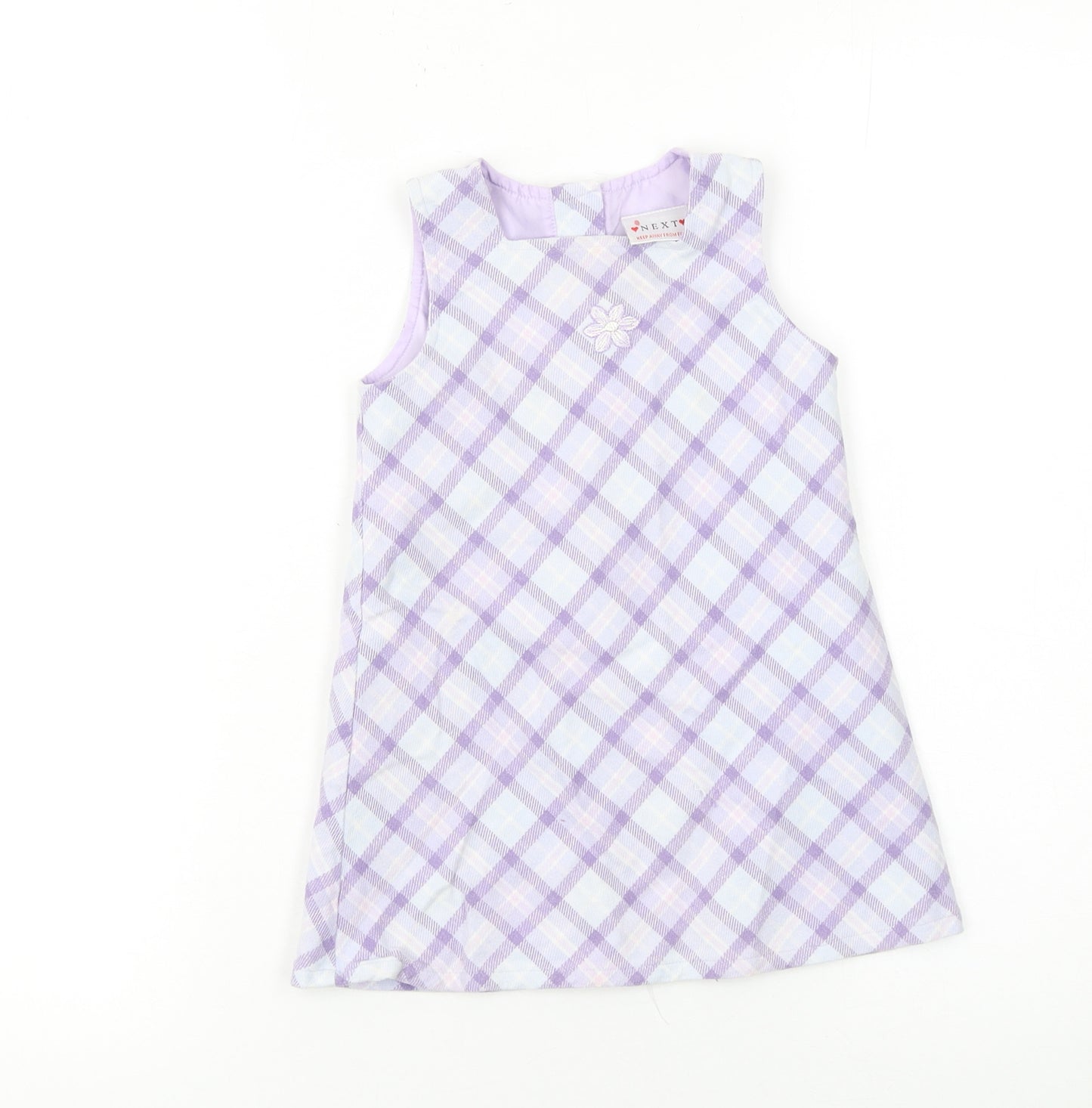 Next Girls Purple Check A-Line Sleeveless Dress 12-18 Months