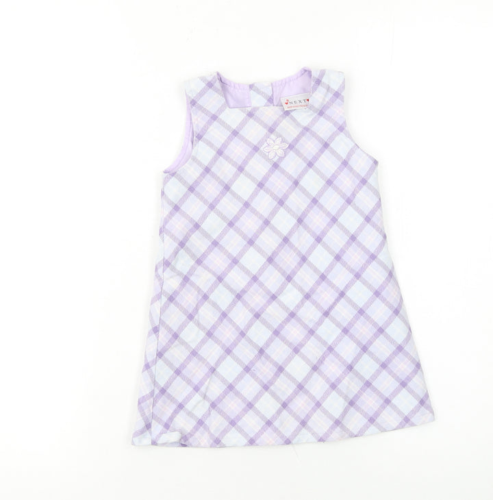 Next Girls Purple Check A-Line Sleeveless Dress 12-18 Months