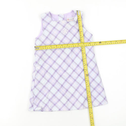 Next Girls Purple Check A-Line Sleeveless Dress 12-18 Months