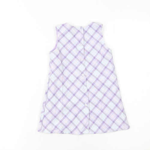 Next Girls Purple Check A-Line Sleeveless Dress 12-18 Months