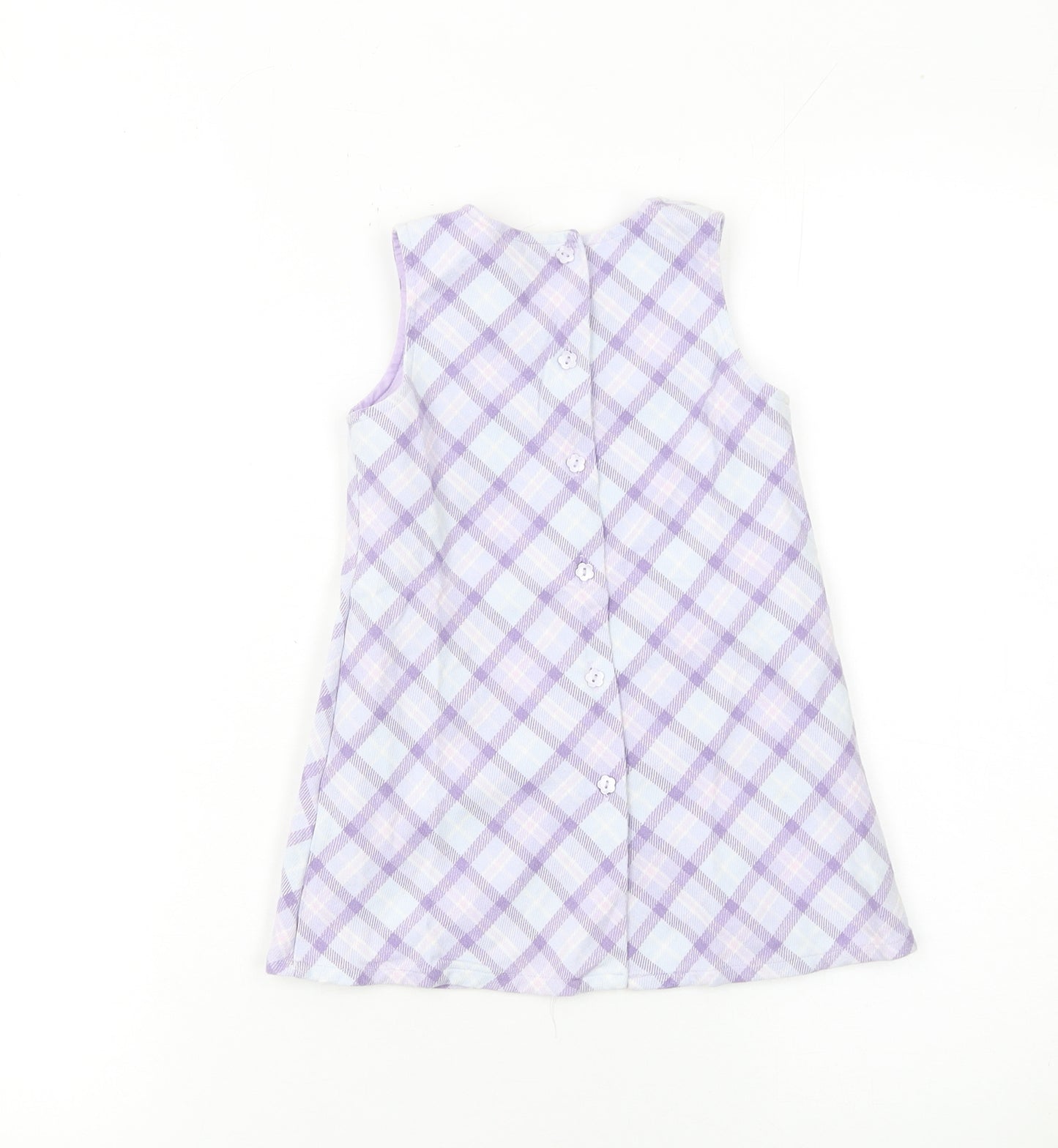 Next Girls Purple Check A-Line Sleeveless Dress 12-18 Months