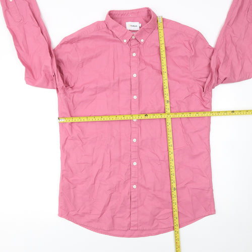 Farah Men's Pink Slim Fit Long Sleeve Cotton Button-Up Shirt XL