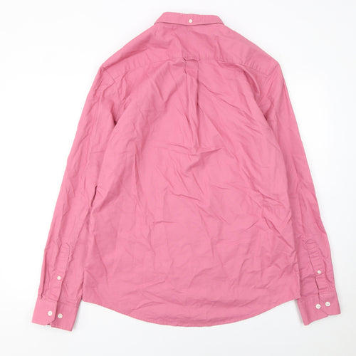 Farah Men's Pink Slim Fit Long Sleeve Cotton Button-Up Shirt XL