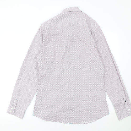 Guess Mens White Slim Fit Geometric Long Sleeve Button Up Shirt Size L