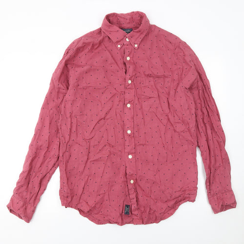 Abercrombie & Fitch Men’s Red Linen Long Sleeve Button-Up Shirt Size L