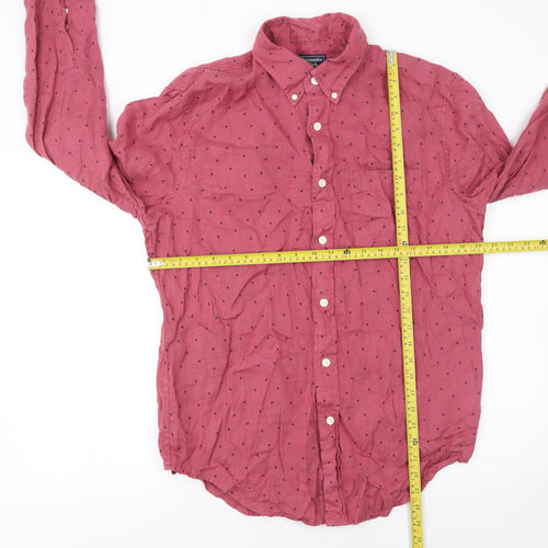 Abercrombie & Fitch Men’s Red Linen Long Sleeve Button-Up Shirt Size L