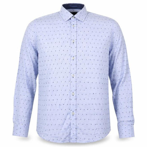 Venti Men Blue Slim Fit Long Sleeve Cotton Button-Up Shirt 16.5in