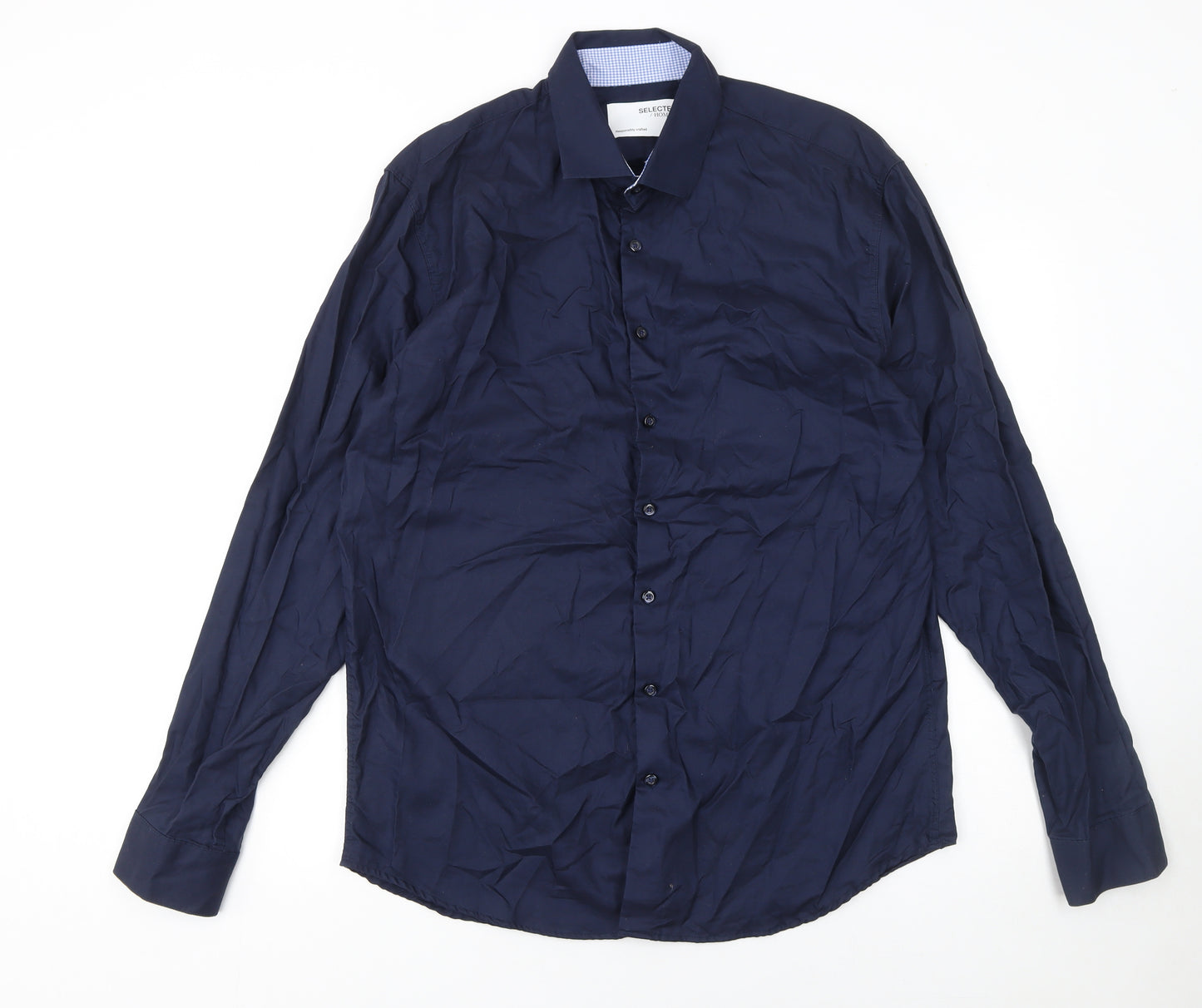 Selected Homme Men's Blue Slim Fit Long Sleeve Button-Up Shirt XL