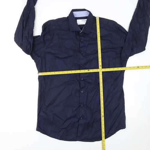 Selected Homme Men's Blue Slim Fit Long Sleeve Button-Up Shirt XL