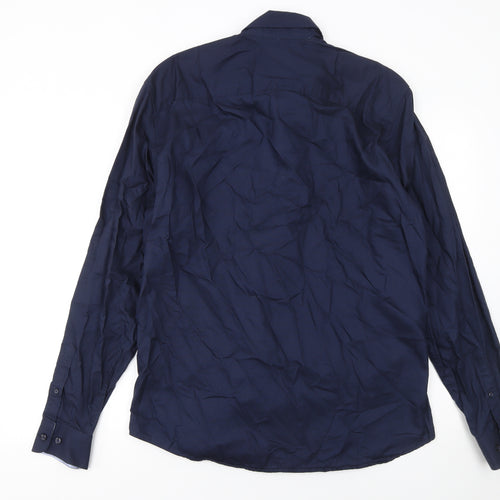 Selected Homme Men's Blue Slim Fit Long Sleeve Button-Up Shirt XL