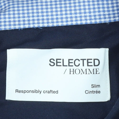 Selected Homme Men's Blue Slim Fit Long Sleeve Button-Up Shirt XL