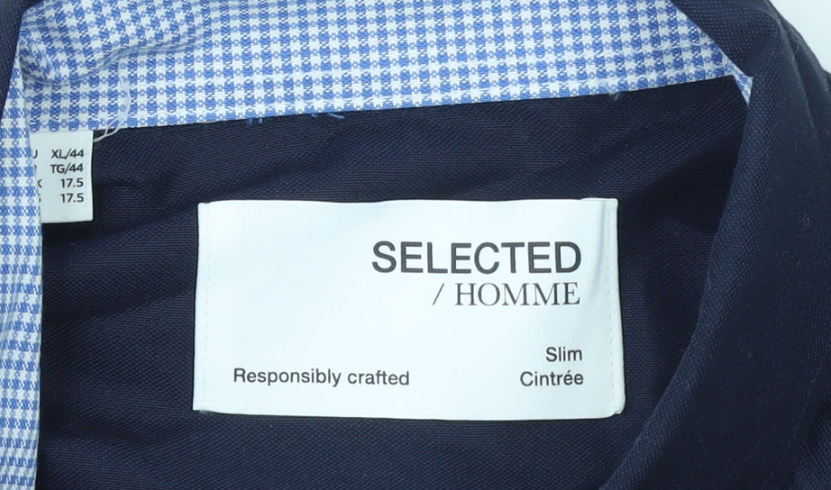 Selected Homme Men's Blue Slim Fit Long Sleeve Button-Up Shirt XL