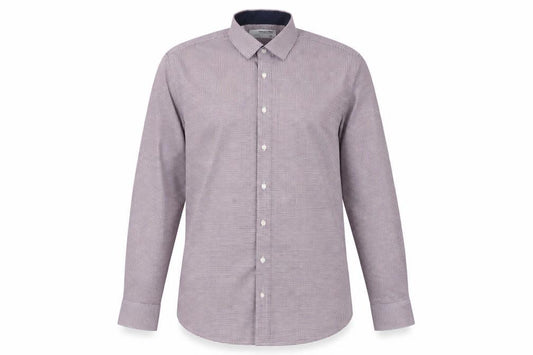 Front view of SELECTED HOMME Men's Multicoloured Slim Fit Check Button-Up Shirt, size 17.5 Long Sleeve