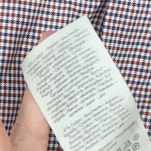 SELECTED HOMME Men's Multicoloured Slim Fit Check Button-Up Shirt Size 17.5 Long Sleeve