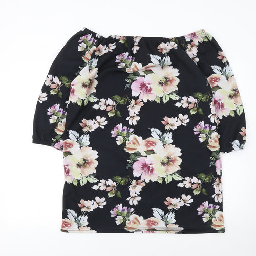 Boohoo Plus Women’s Black Floral Off Shoulder Tunic Blouse Size 16