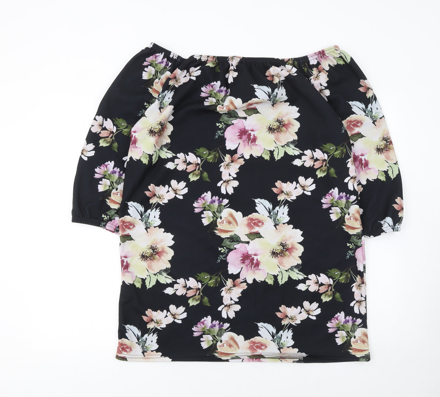 Boohoo Plus Women’s Black Floral Off Shoulder Tunic Blouse Size 16