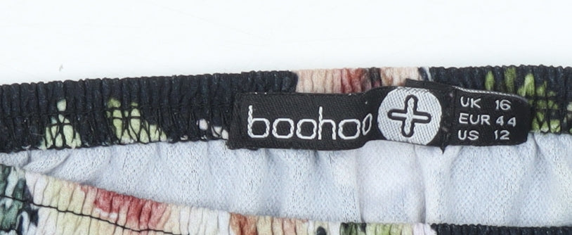 Boohoo Plus Women’s Black Floral Off Shoulder Tunic Blouse Size 16