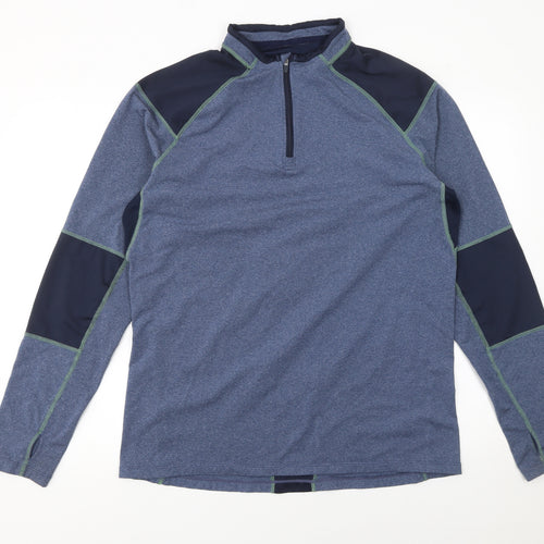 St. Bernard Mens Blue 1/4 Zip Athletic Pullover Sweatshirt XL
