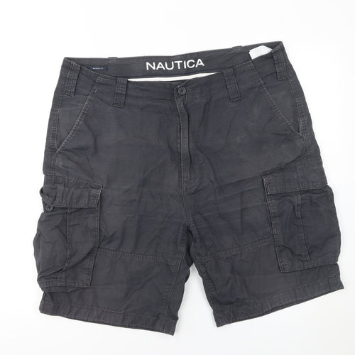 Nautica Men's Black Cargo Shorts Size L 36W Cotton Casual Summer