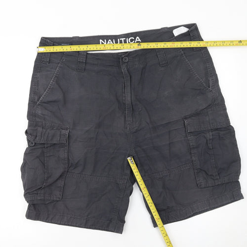 Nautica Men's Black Cargo Shorts Size L 36W Cotton Casual Summer