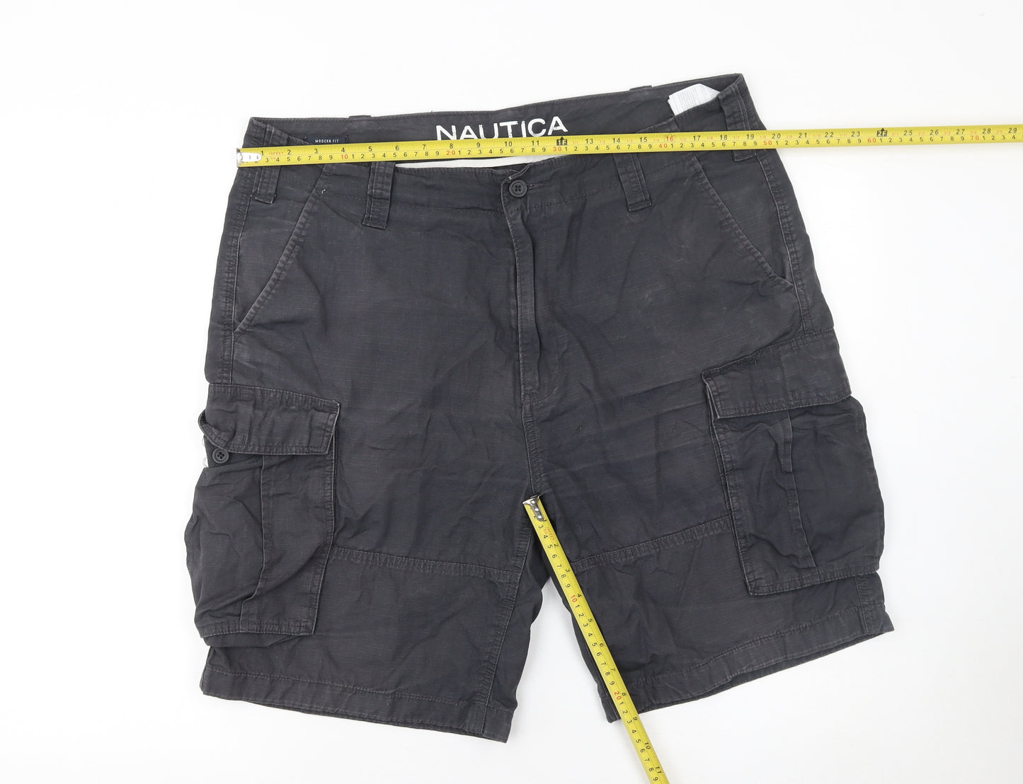 Nautica Men's Black Cargo Shorts Size L 36W Cotton Casual Summer