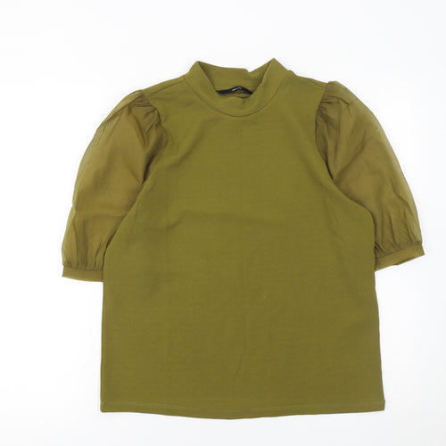 Vero Moda Women Green Puff Sleeve High Neck Blouse M