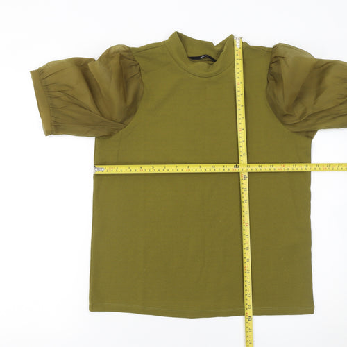 Vero Moda Women Green Puff Sleeve High Neck Blouse M