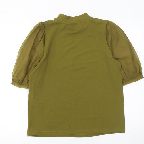 Vero Moda Women Green Puff Sleeve High Neck Blouse M